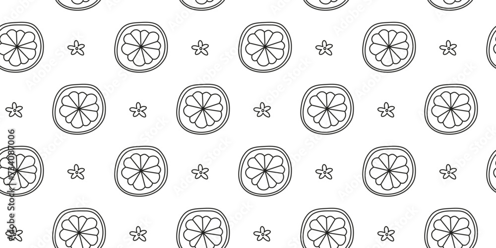 Seamless pattern with doodle orange fruit circles. Seamless pattern with doodle orange fruit circles.