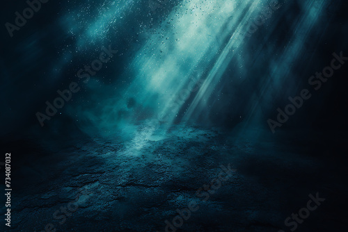 the spotlight beam on the dark ground in the style of © sdc