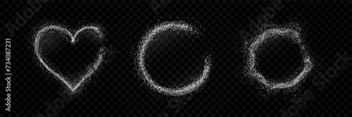 Scatters of sugar powder in heart and circle shapes.