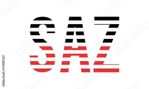 SAZ three initial letter iconic line negative space minimal logo design vector template. monogram, abstract, wordmark, business, typography, minimalist, brand, company, flat, modern, unique, simple