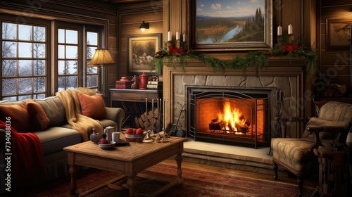 ambiance cozy fireplace tv © PikePicture