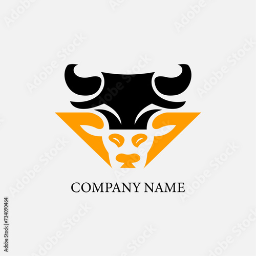 bull head logo vector graphic design 
