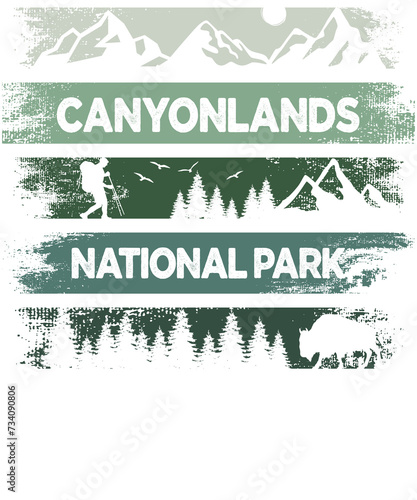 US National Park Retro Illustration Vintage Mountains Hiking Outdoor Nature
