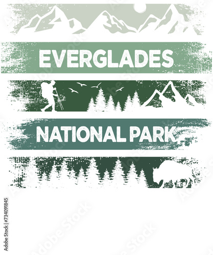 US National Park Retro Illustration Vintage Mountains Hiking Outdoor Nature