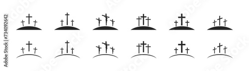 Cross symbol. Three crosses. Calvary. Vector.