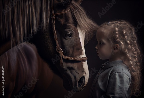 horse and child. Generative AI