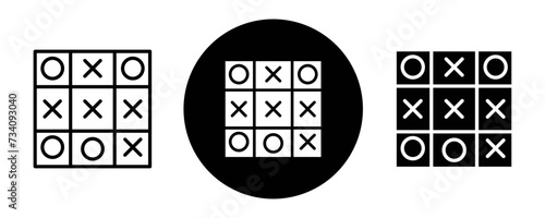 Tic tac toe outline icon collection or set. Tic tac toe Thin vector line art