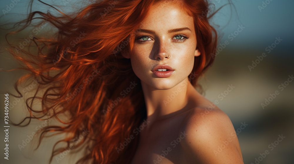 beautiful redhead woman