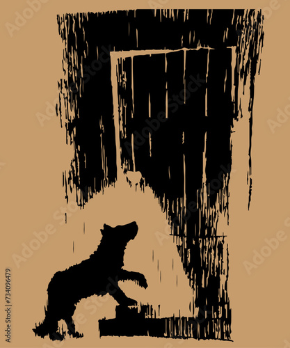 The illustration encourages you to open your heart to a homeless dog