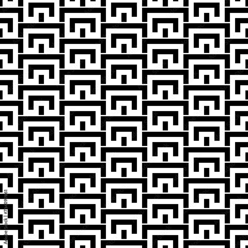 Seamless pattern. Curves, blocks ornament. Figures wallpaper. Shapes backdrop. Simple background. Tribal motif. Ancient mosaic. Ethnic ornate. Digital paper, textile print, abstract. Vector artwork. Seamless pattern. Curves, blocks ornament. Figures wallpaper. Shapes backdrop. Simple background. Tribal motif. Ancient mosaic. Ethnic ornate. Digital paper, textile print, abstract. Vector artwork.