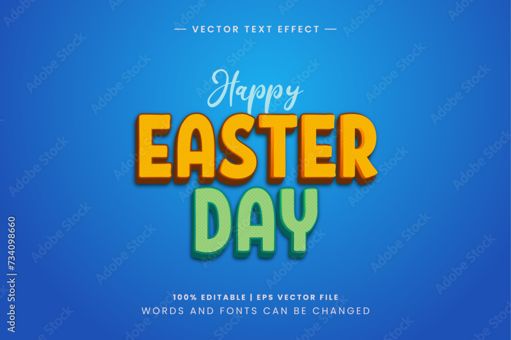 Happy Easter Creative Colorful 3d Text Effect Template 
