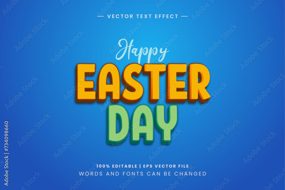 Obraz premium Happy Easter Creative Colorful 3d Text Effect Template 