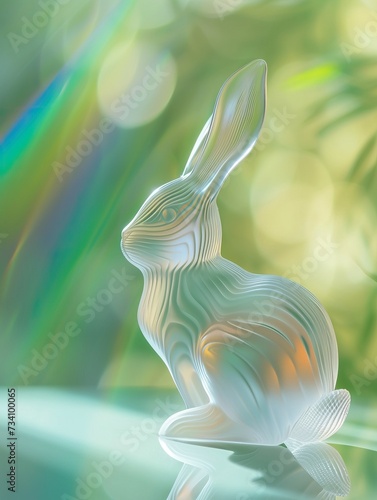 This image features a digital illustration of a rabbit that is with distinct contour lines, creating an effect that emphasizes its form and structure. The rabbit is posed in a natural, uprigh photo