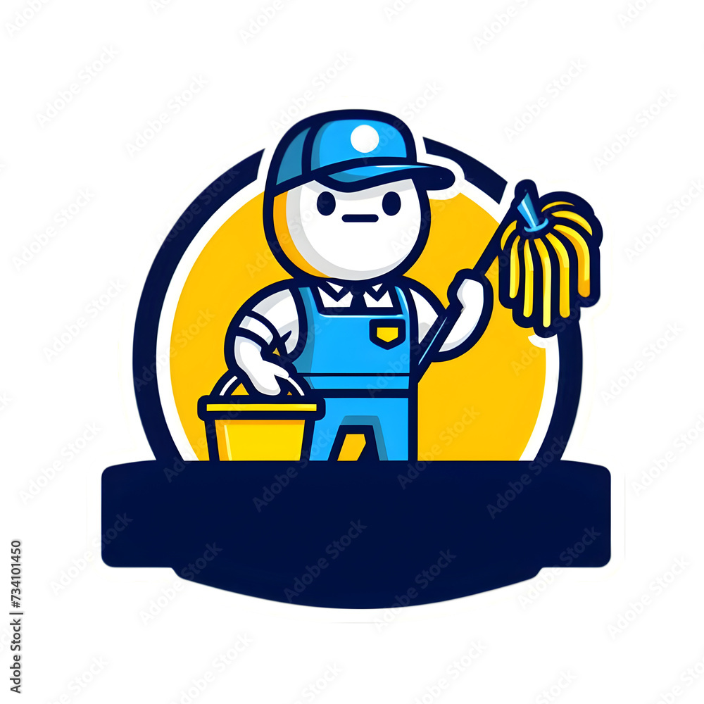 Janitorial Service Logo On A Transparent Background Illustration Art Generative AI.
