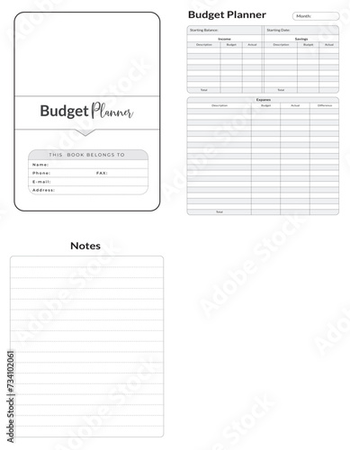 Editable Budget Planner Kdp Interior printable template Design.