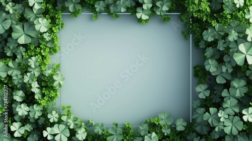 Wallpaper Mural The image showcases a symmetrically framed space filled with lush green leaves and vines from various plants, creating a natural border around a clear, empty central area that provides a calm and refr Torontodigital.ca