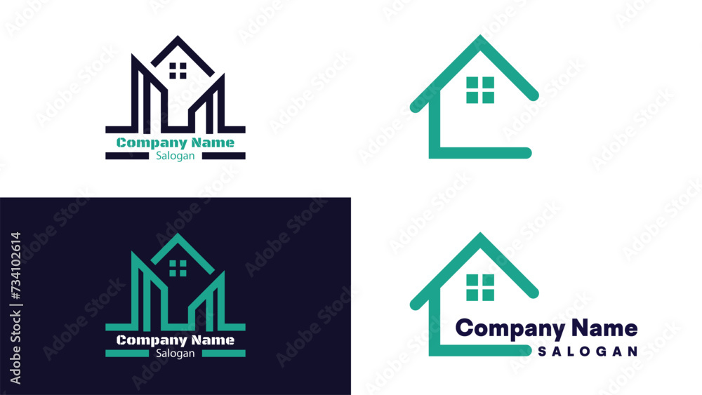 Real Estate Symbol Template. Vector Elements. Brand Icon Design Illustration