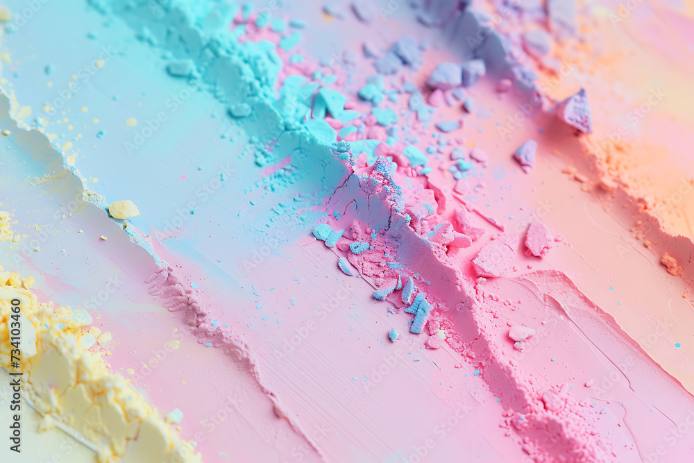 rainbow colors of paint with chalk dust in the style 