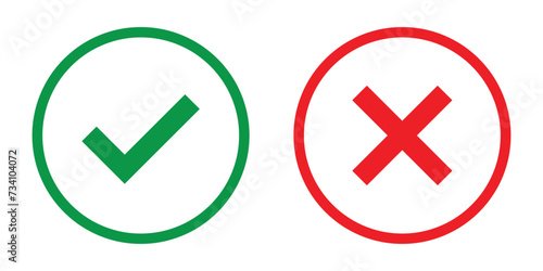 tick and cross button, vector symbol on transparent background.  photo