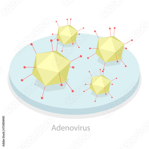 3D Isometric Flat Vector Illustration of Upper Respiratory Tract Infection, Types of Viruses. Item 3