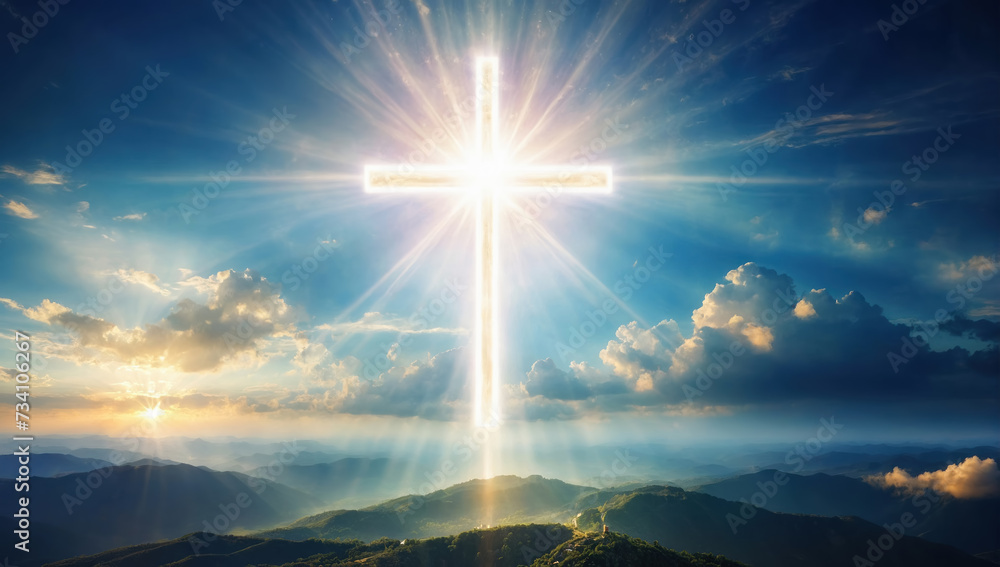 God light in heaven in form of cross symbolizing divine. AI generated God light in heaven in form of cross symbolizing divine. AI generated