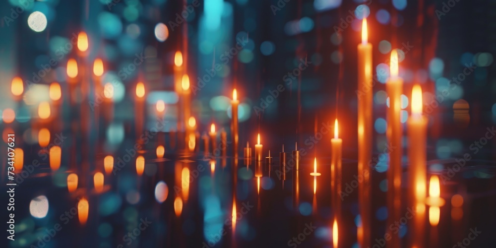 Candles arranged on a table, suitable for various occasions and settings