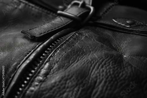 A black and white photo of a leather bag. Perfect for fashion, accessories, or travel-related projects © Fotograf