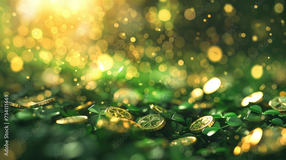 Obraz premium A pile of coins sitting on top of a lush green field. Perfect for finance and investment concepts