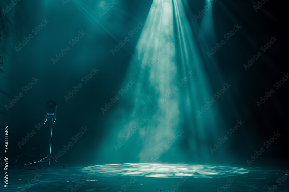 stage light projection of spotlight in dark stage ima