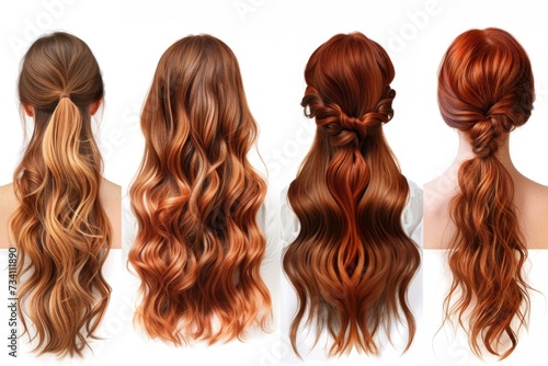 Four distinct hair styles with different colors. Suitable for various hair-related projects