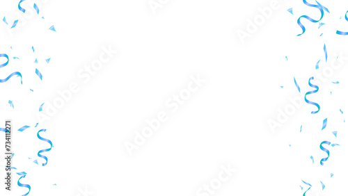 Blue confetti isolated vector frame banner background. Anniversary, celebration, greeting