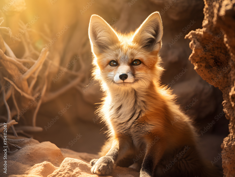 Fototapeta premium Curious Fennec Fox in the Desert