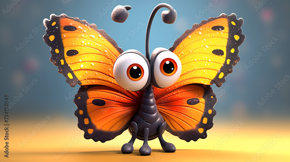 3d cartoon butterfly character 3d cartoon butterfly character