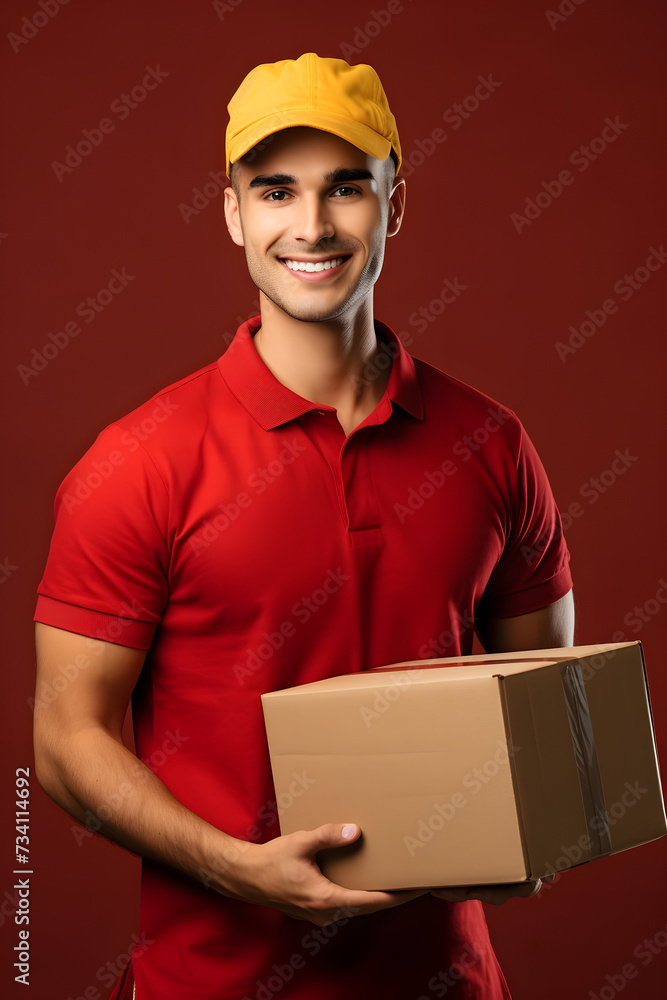 Smiling Delivery Man with a Package Smiling Delivery Man with a Package