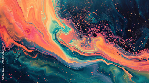 Abstract Peach Fuzz Color Fluid Waves in Cosmic Environment.