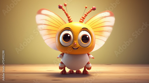 3d cartoon butterfly character