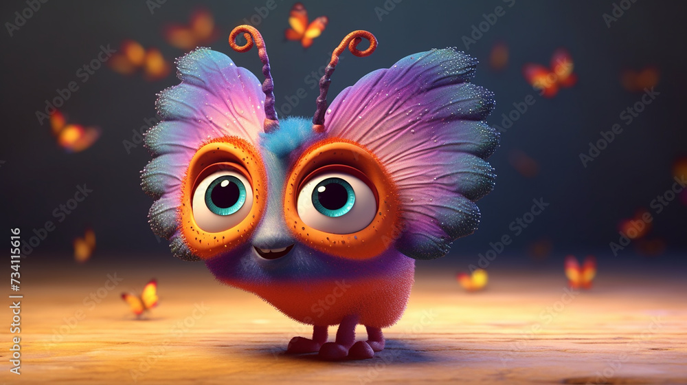 3d cartoon butterfly character 3d cartoon butterfly character