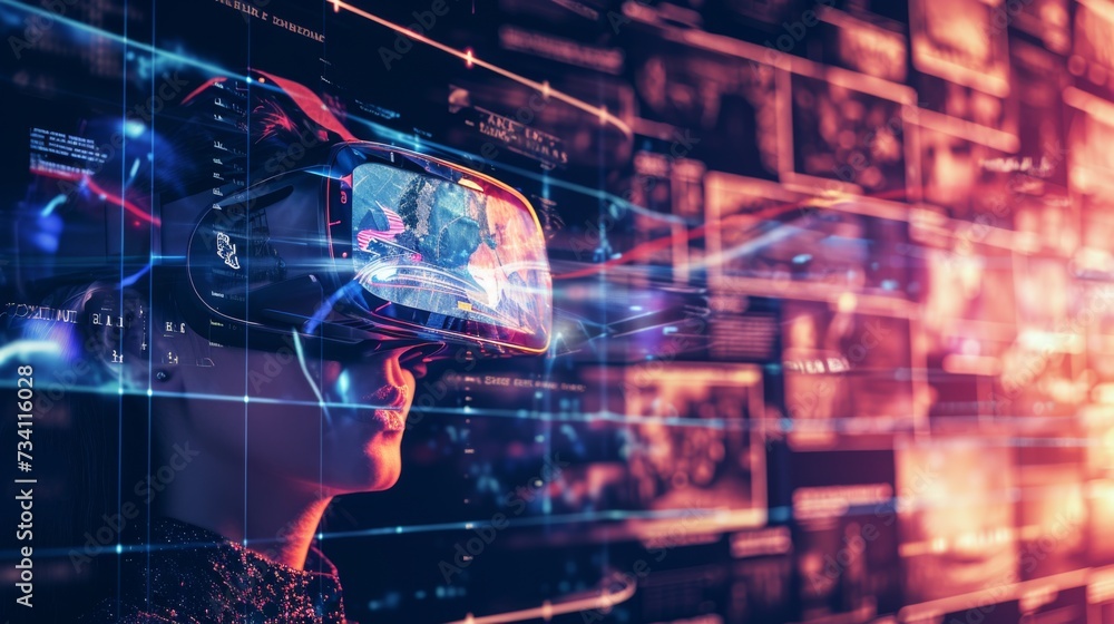 Futuristic Virtual Reality Exploration with Neon Interface. Futuristic Virtual Reality Exploration with Neon Interface.