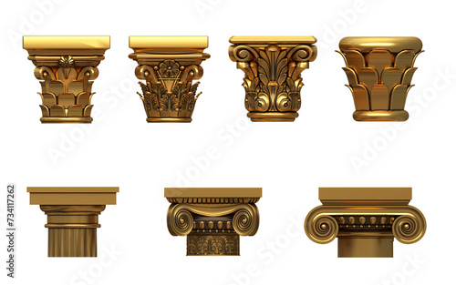 Set of classical architectural capitals of columns