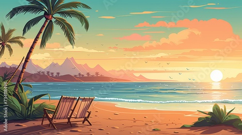 illustration summer beach background © novian