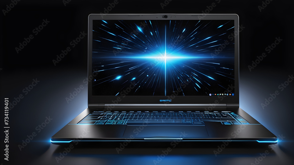 Close-up image of a laptop computer. Generative AI.