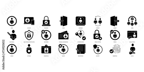 User account icons set. Set of editable stroke icons.Vector set of User account