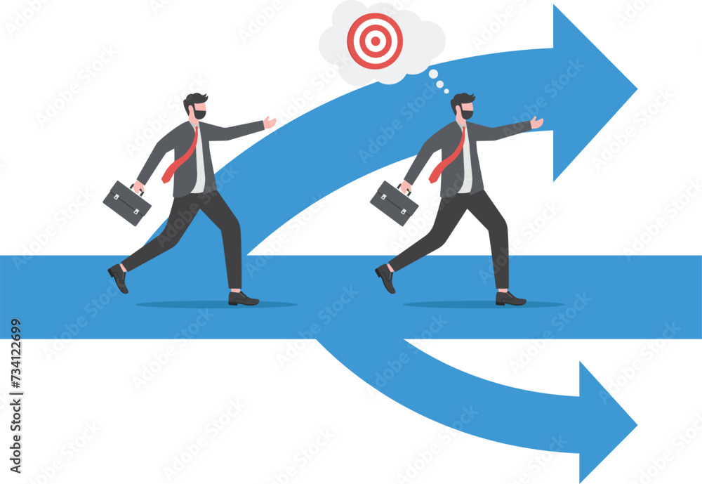 Leaders going to goal together. target direction of successful business strategy concept
Leaders going to goal together. target direction of successful business strategy concept