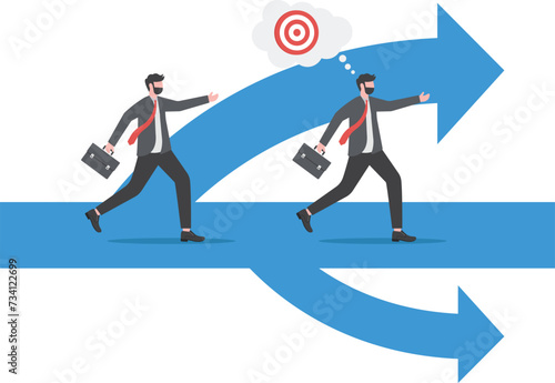 Leaders going to goal together. target direction of successful business strategy concept