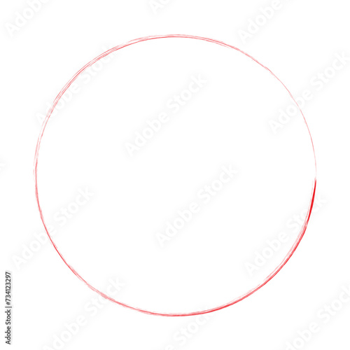 Red grunge circle brush. Ink frame vector illustration. 