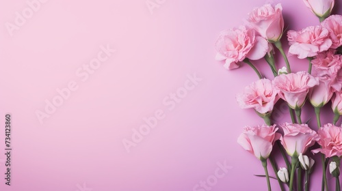 Bunch of beautiful eustoma flowers on pink background © Elchin Abilov