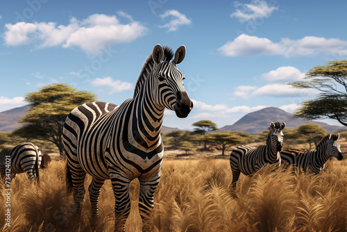 Herd of zebras in the wild