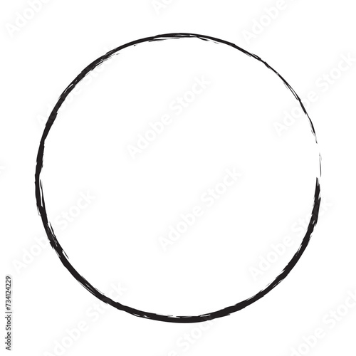 Black grunge circle brush. Ink frame vector illustration. 