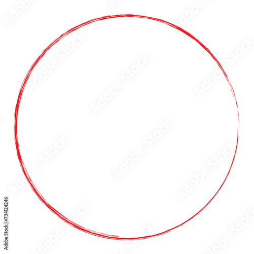Red grunge circle brush. Ink frame vector illustration. 