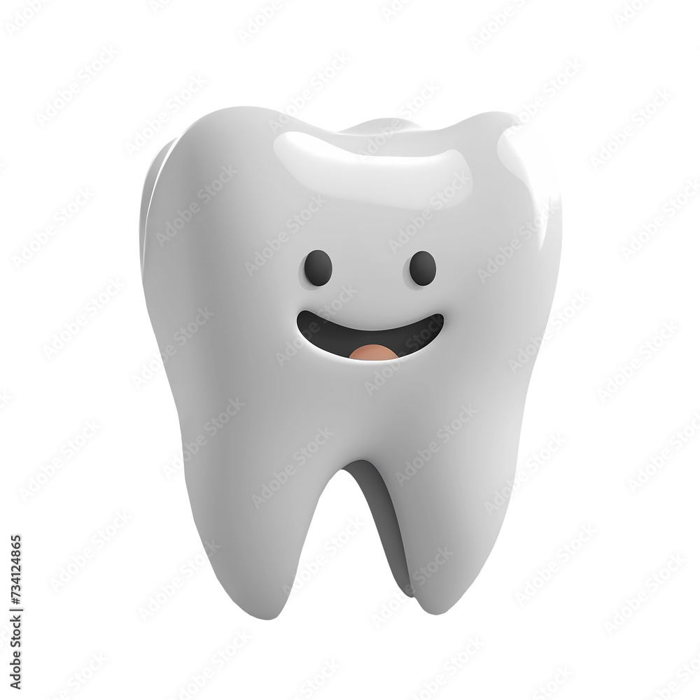 3D illustration of a cute smiling tooth, perfect for projects related to dental health and happiness 3D illustration of a cute smiling tooth, perfect for projects related to dental health and happiness